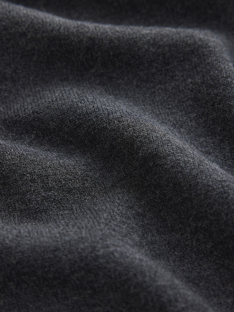 Charcoal Grey Long Sleeve Henley Knitted Jumper - Image 9 of 9