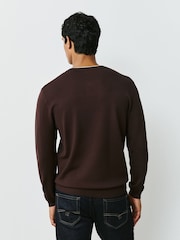 Brown Long Sleeve Henley Knitted Jumper - Image 4 of 8