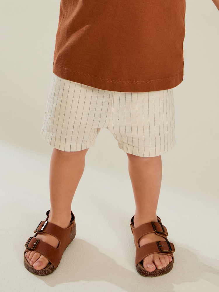 Ecru Stripe Linen Blend Pull-On Shorts (3mths-7yrs) - Image 1 of 8