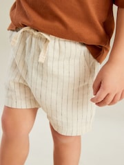 Ecru Stripe Linen Blend Pull-On Shorts (3mths-7yrs) - Image 5 of 8