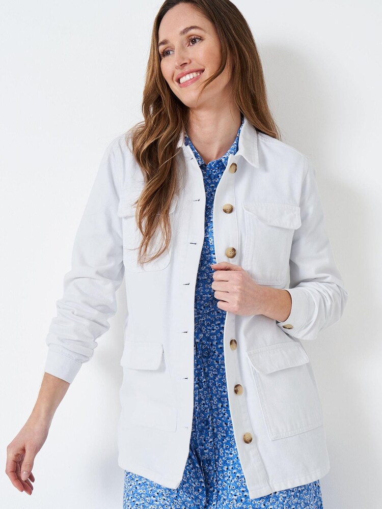 Crew Clothing Company White Cotton Casual Jacket - Image 1 of 4