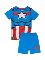 Vanilla Underground Captain America Boys Licensing 100% Cotton Short Pyjamas - Image 1 of 5