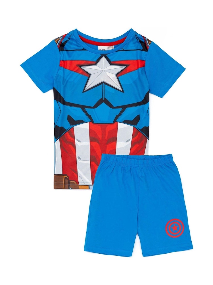 Vanilla Underground Captain America Boys Licensing 100% Cotton Short Pyjamas - Image 1 of 5