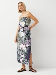 Navy Floral Bandeau Midi Dress - Image 1 of 5