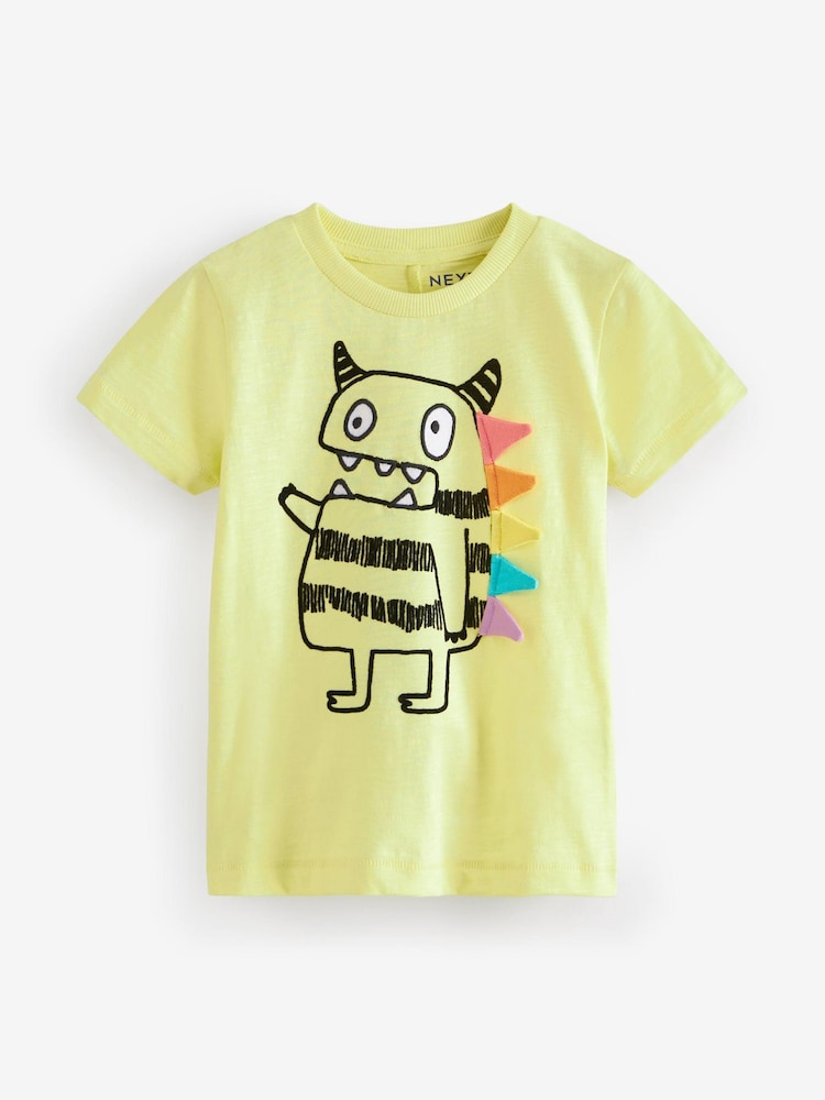 Lime Green Monster Appliqué Character Short Sleeve T-Shirt (3mths-7yrs) - Image 1 of 3