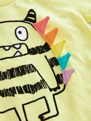 Lime Green Monster Appliqué Character Short Sleeve T-Shirt (3mths-7yrs) - Image 3 of 3