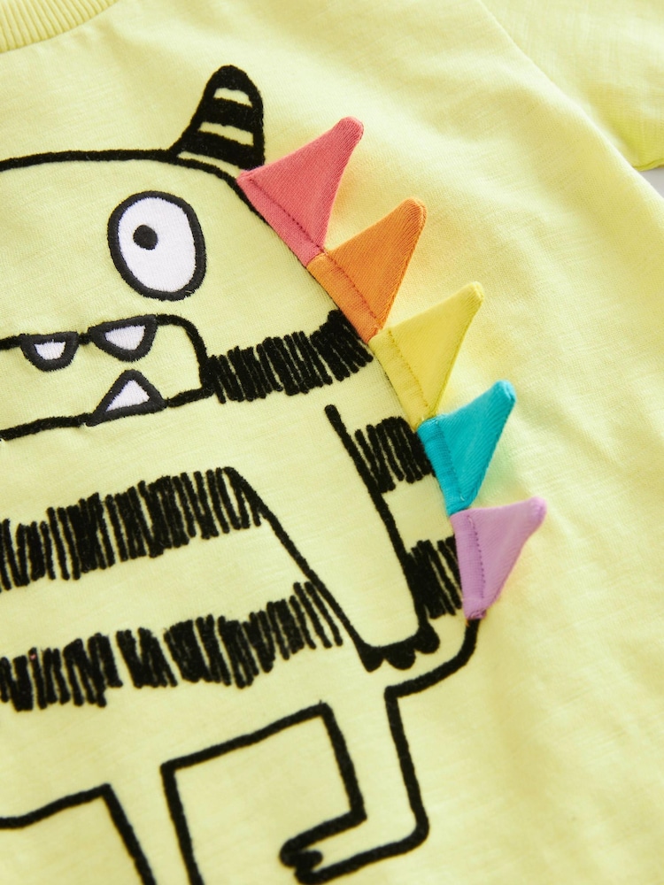 Lime Green Monster Appliqué Character Short Sleeve T-Shirt (3mths-7yrs) - Image 3 of 3