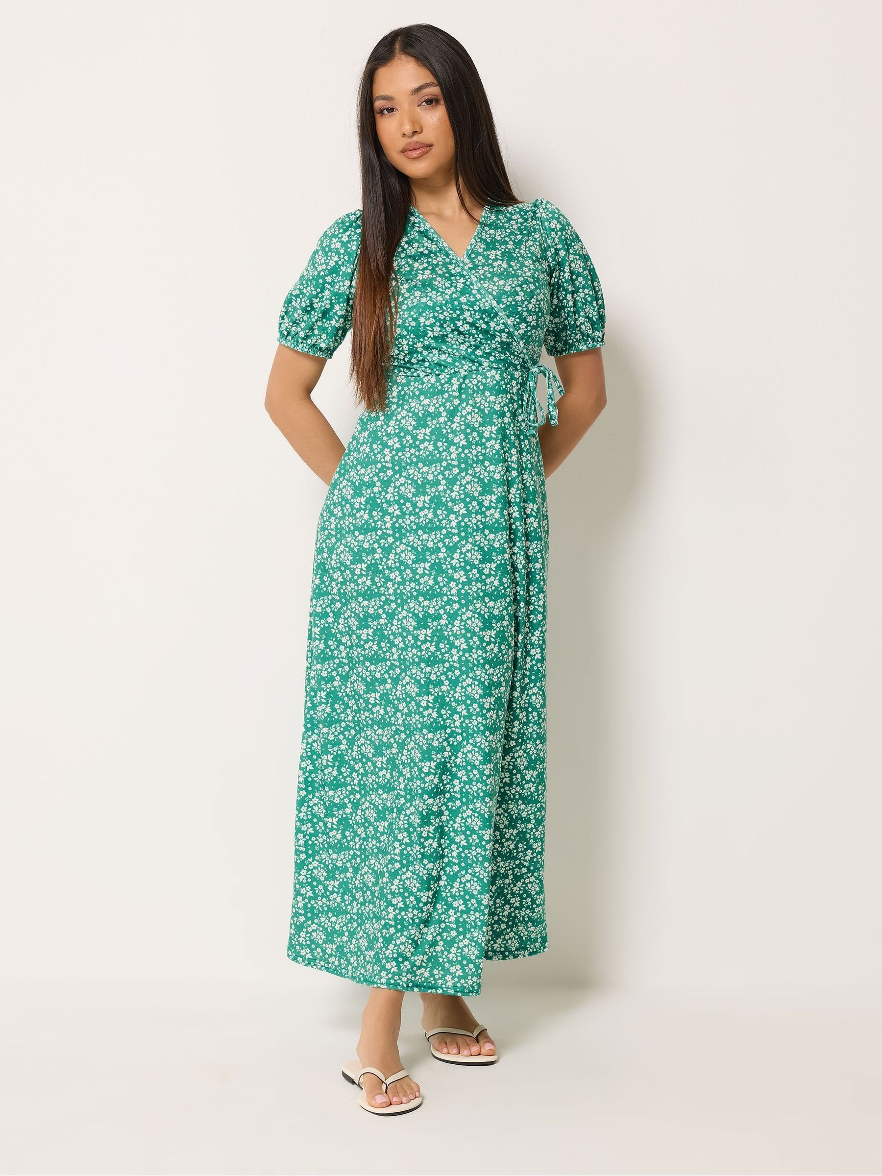 M & Co Women's Green Petite Maxi Wrap Dress