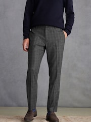 Navy Blue Check Nova Fides Italian Fabric Trousers With Wool - Image 1 of 1