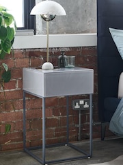 Grey Sloane Glass Collection Luxe 1 Drawer Bedside Table - Image 1 of 7