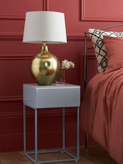 Grey Sloane Glass Collection Luxe 1 Drawer Bedside Table - Image 2 of 7