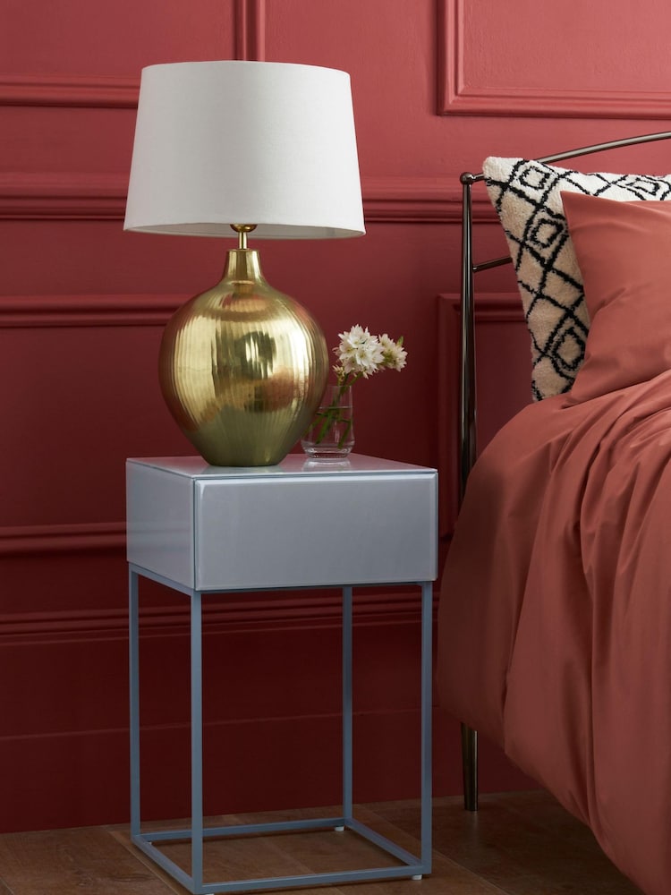 Grey Sloane Glass Collection Luxe 1 Drawer Bedside Table - Image 2 of 7