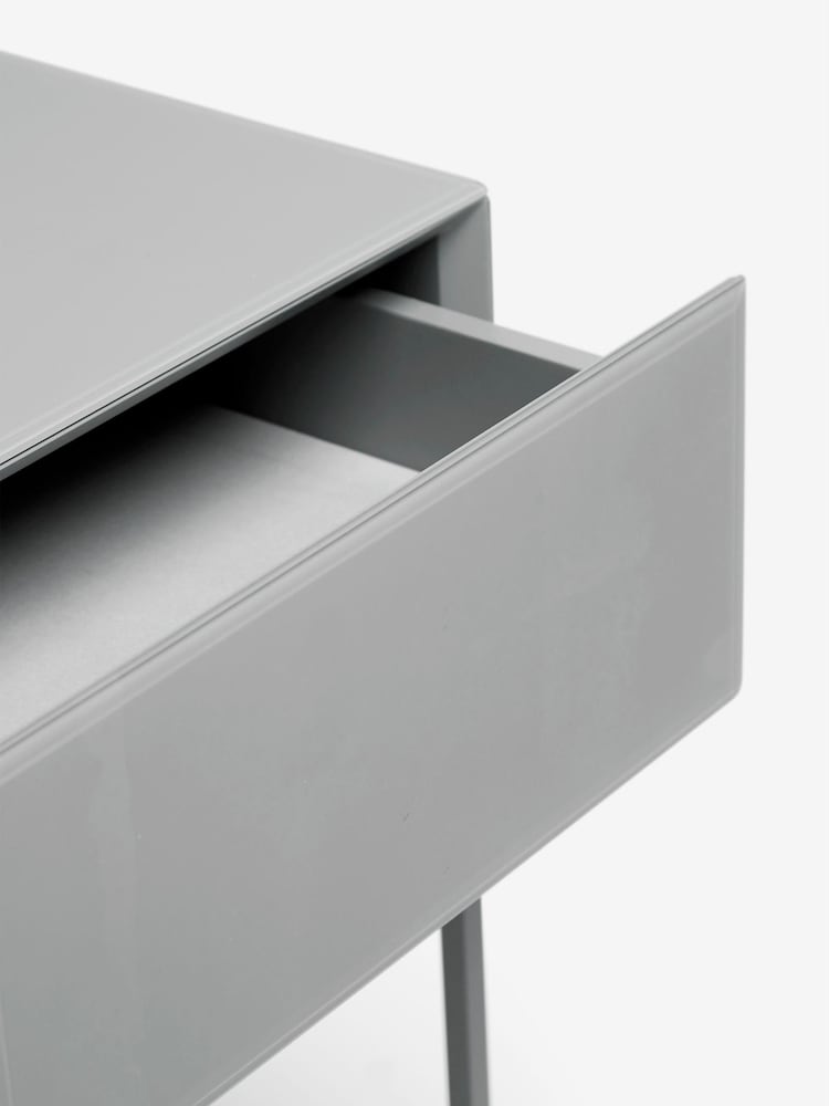 Grey Sloane Glass Collection Luxe 1 Drawer Bedside Table - Image 7 of 7
