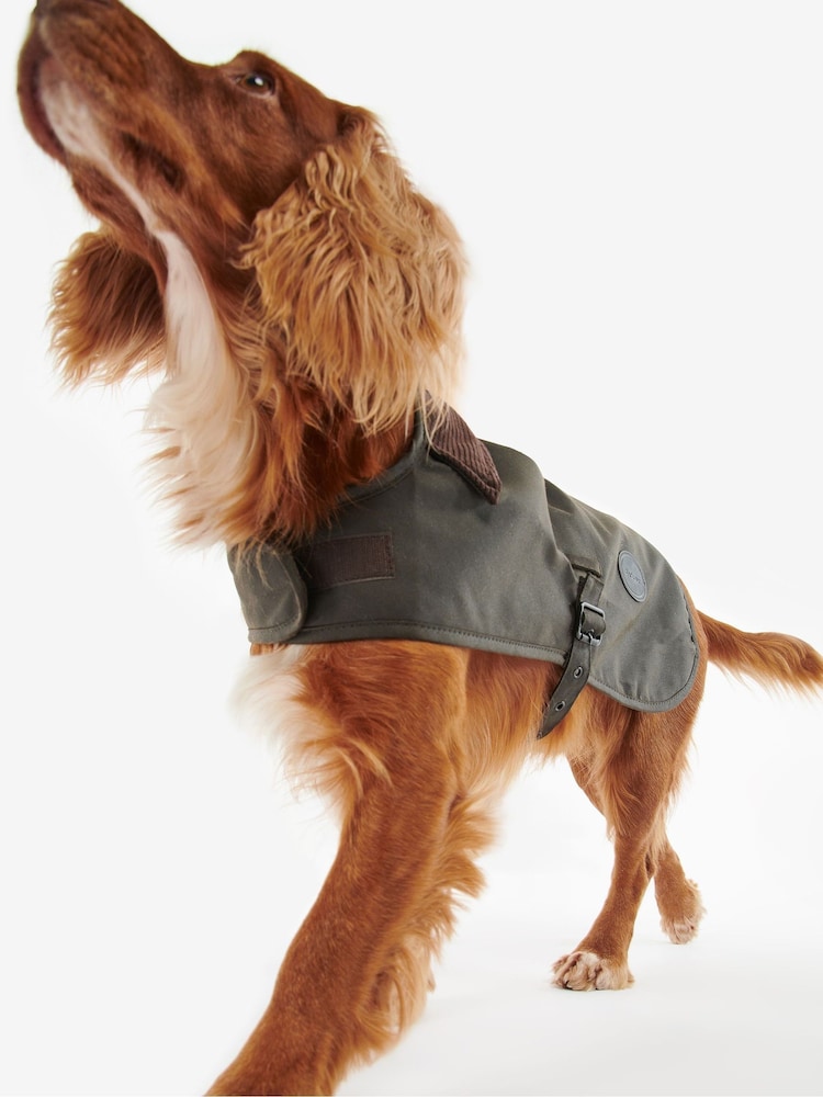 Barbour® Olive Green Wax Dog Coat - Image 2 of 10