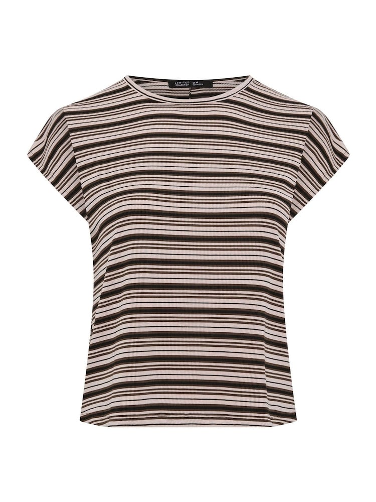 Yours Curve Brown Limited Stripe Grown On Sleeve Top - Image 5 of 5 Yours Curve Brown Limited Stripe Grown On Sleeve Top - Image 5 of 5