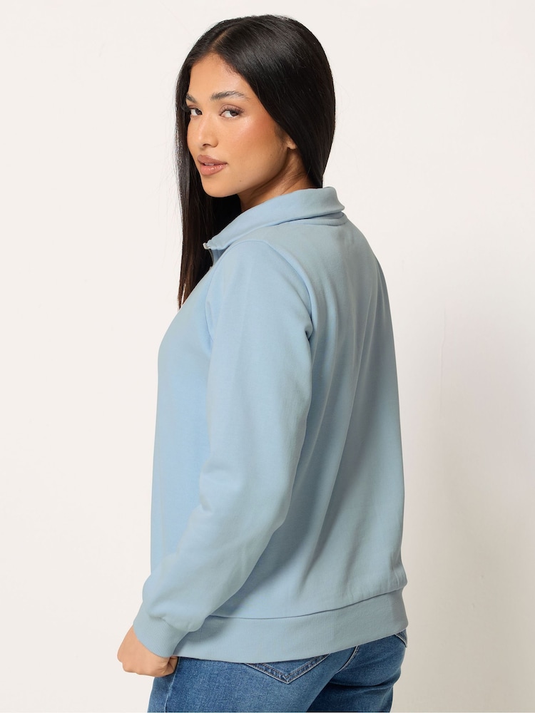 M&Co Blue Petite Half Placket Sweatshirt - Image 2 of 5 M&Co Blue Petite Half Placket Sweatshirt - Image 2 of 5