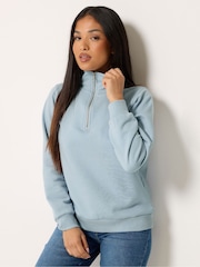 M&Co Blue Petite Half Placket Sweatshirt - Image 4 of 5