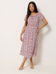 M&Co Red Petite Scoop Neck Dress - Image 2 of 5