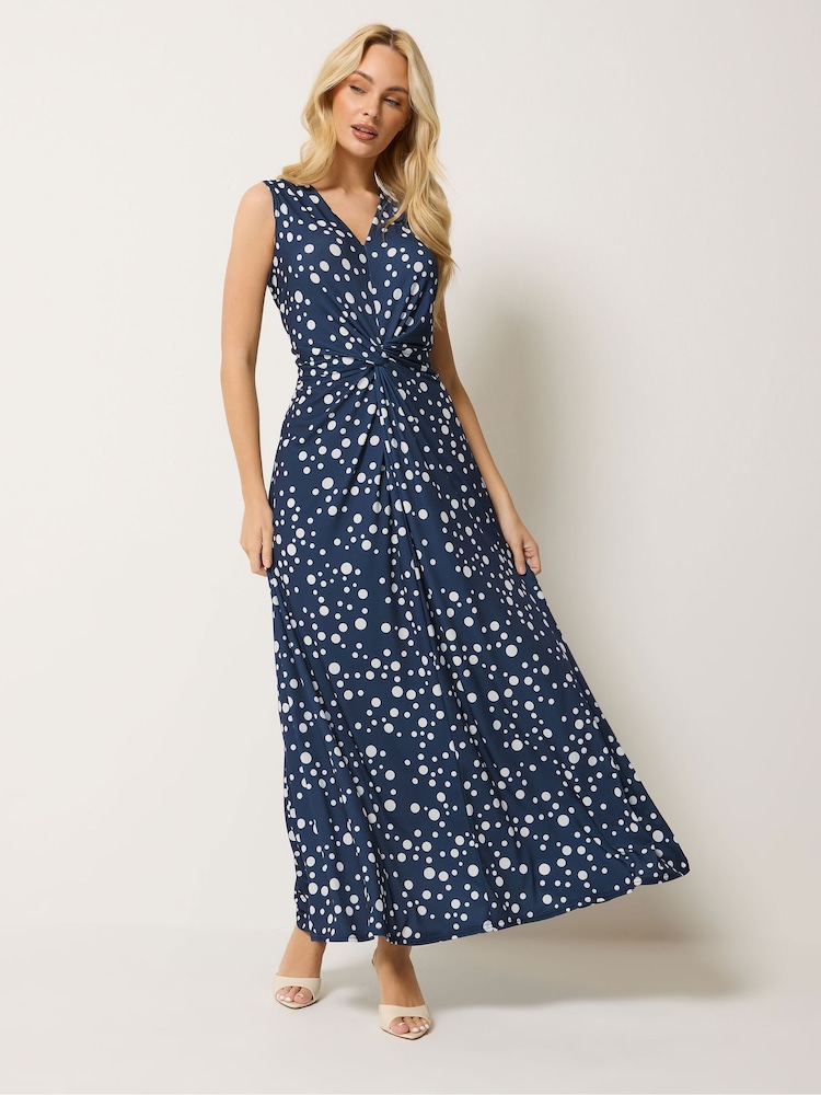 M&Co Blue Sleeveless Twist Front Maxi Dress - Image 1 of 5 M&Co Blue Sleeveless Twist Front Maxi Dress - Image 1 of 5