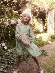 Laura Ashley Blue Romantic Rose Long Sleeve Midi Dress - Image 2 of 7
