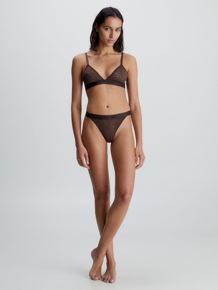 Calvin Klein Dark Brown Intrinsic Lace Triangle Bra - Image 1 of 5