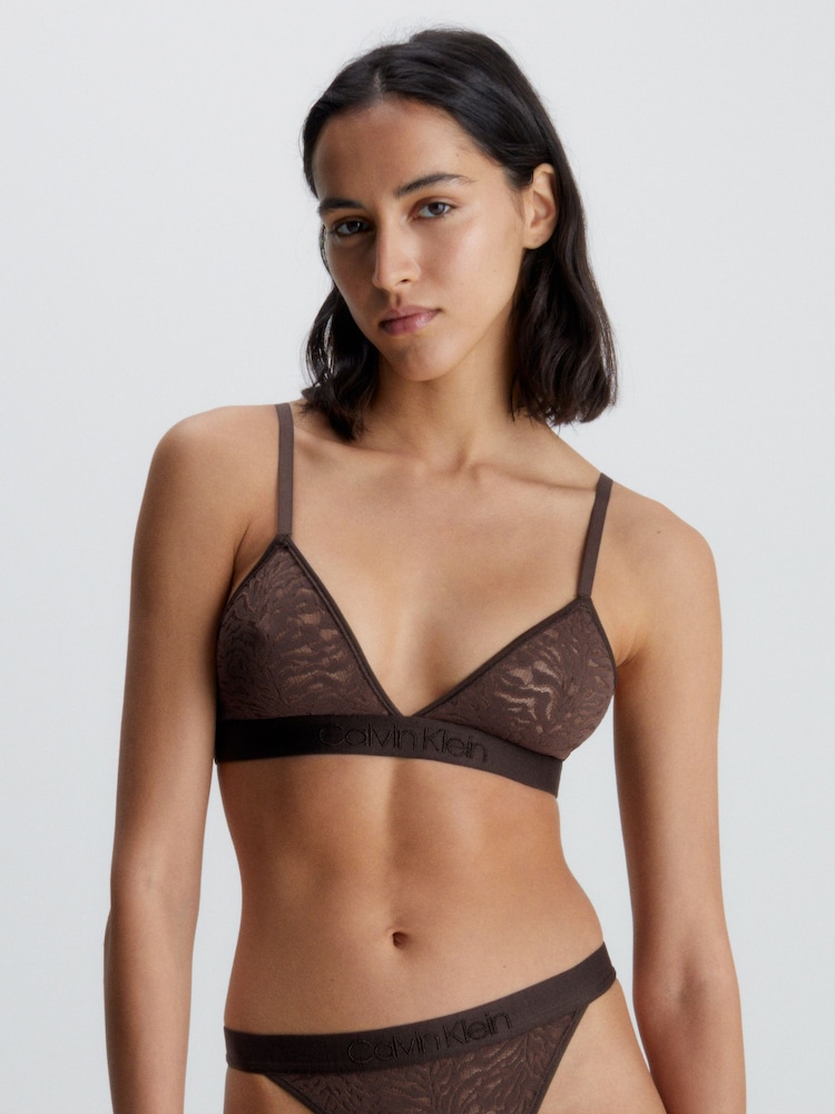 Calvin Klein Dark Brown Intrinsic Lace Triangle Bra - Image 2 of 5