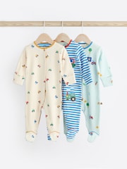 Bright Transport 100% Cotton Baby Sleepsuits 3 Pack (0mths-3yrs) - Image 1 of 12