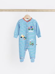 Bright Transport 100% Cotton Baby Sleepsuits 3 Pack (0mths-3yrs) - Image 4 of 12