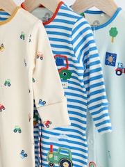 Bright Transport 100% Cotton Baby Sleepsuits 3 Pack (0mths-3yrs) - Image 6 of 12
