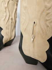 Black & Camel Signature Leather Forever Comfort® Suede Western Boots - Image 5 of 6