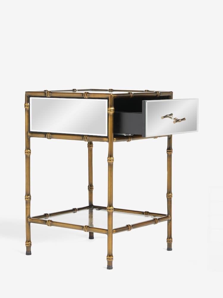 Rockett St George Mirror Bamboo Viscose Bedside Table - Image 4 of 6