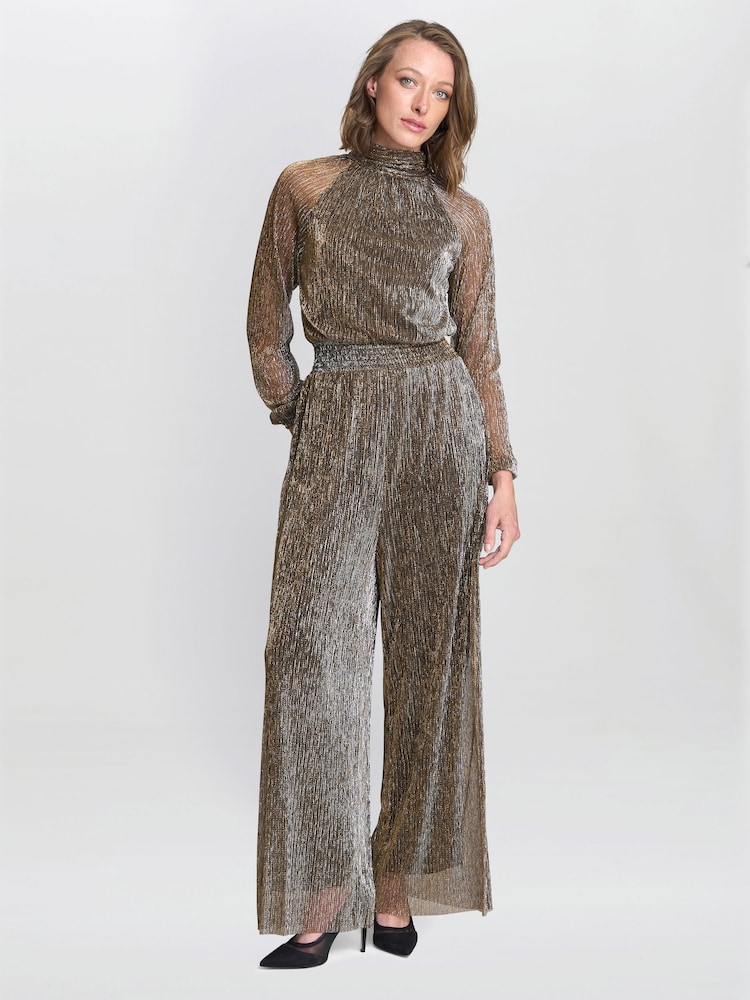 Gina Bacconi Black Kylie Metallic Knit Jumpsuit - Image 1 of 7 Gina Bacconi Black Kylie Metallic Knit Jumpsuit - Image 1 of 7