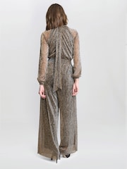 Gina Bacconi Black Kylie Metallic Knit Jumpsuit - Image 2 of 7