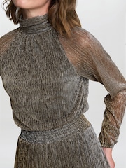 Gina Bacconi Black Kylie Metallic Knit Jumpsuit - Image 4 of 7
