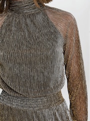 Gina Bacconi Black Kylie Metallic Knit Jumpsuit - Image 6 of 7