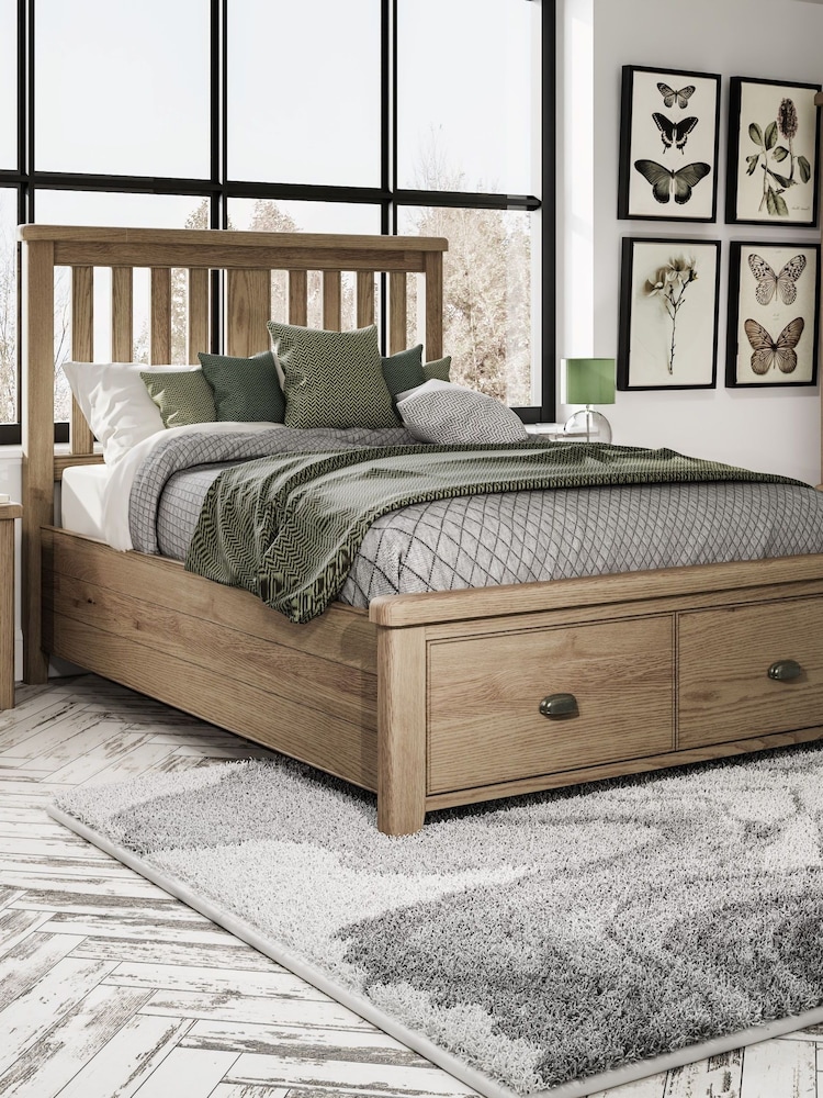K Interiors Brown Embleton Wooden 2 Drawer Bed Frame - Image 1 of 4