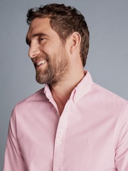Charles Tyrwhitt Pink Plain Slim Fit Button-down Washed Oxford 100% Cotton Shirt - Image 2 of 6