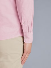 Charles Tyrwhitt Pink Plain Slim Fit Button-down Washed Oxford 100% Cotton Shirt - Image 4 of 6