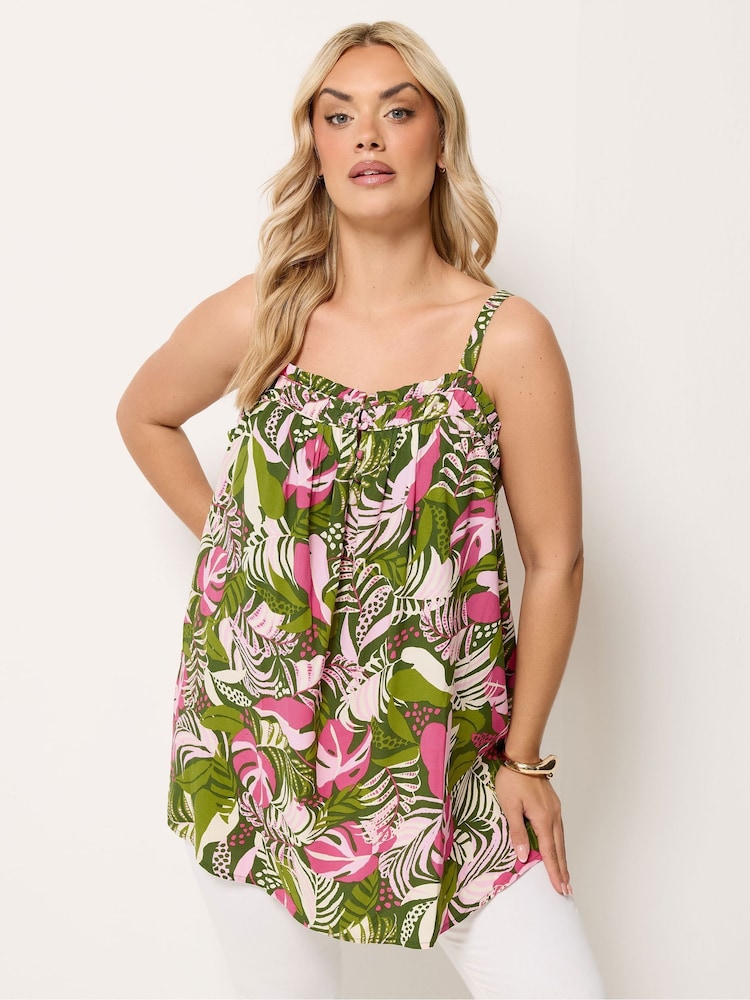 Yours Curve Green Square Neck Cami - Image 1 of 5
