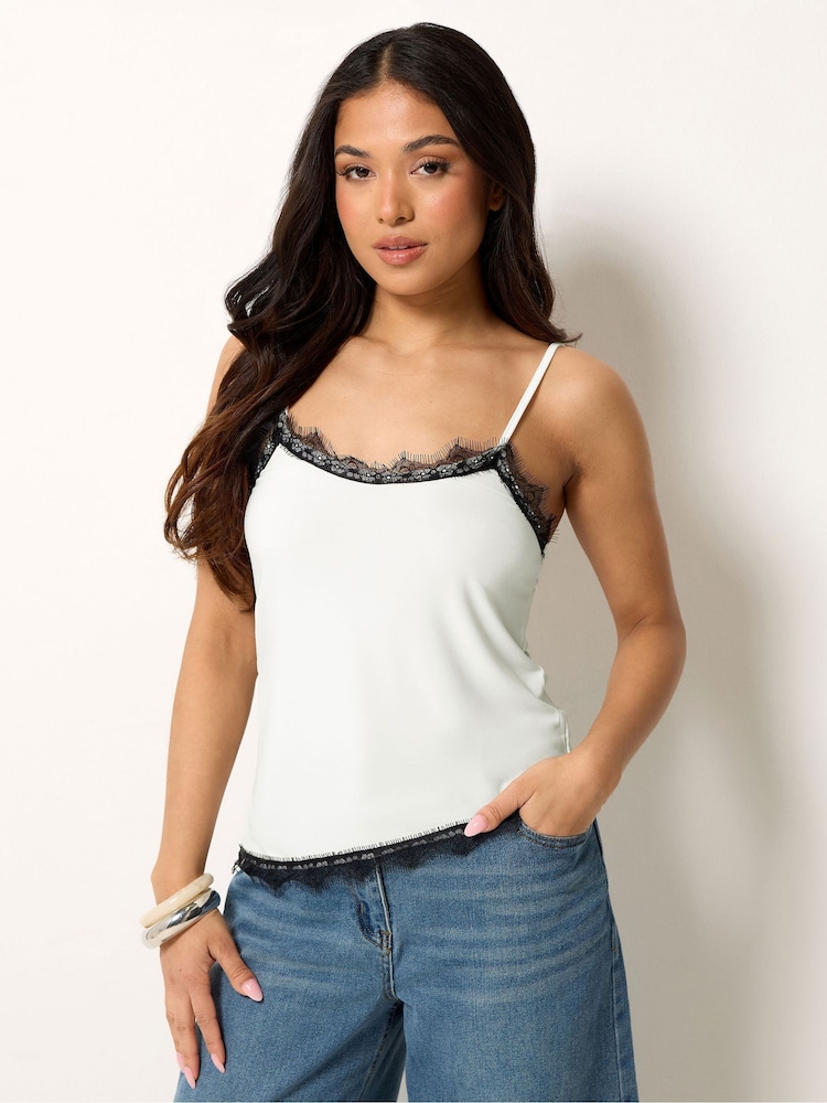 PixieGirl Petite White Lace Trim Camisole - Image 1 of 5
