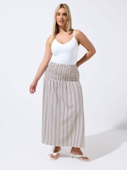 Yours Curve Red Limited Stripe Tie Skirt - Image 2 of 5