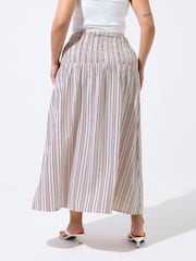 Yours Curve Red Limited Stripe Tie Skirt - Image 3 of 5