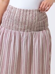 Yours Curve Red Limited Stripe Tie Skirt - Image 4 of 5
