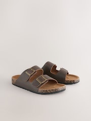 Brown Leather Two Buckle Sandals - Image 1 of 7