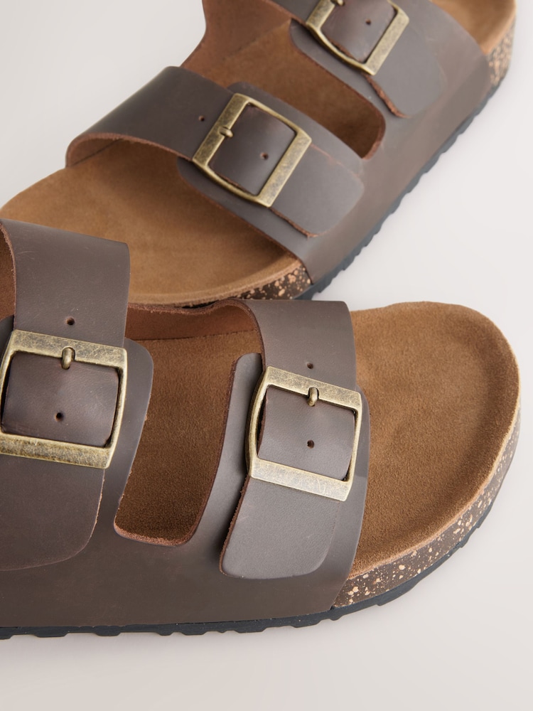 Brown Leather Two Buckle Sandals - Image 7 of 7