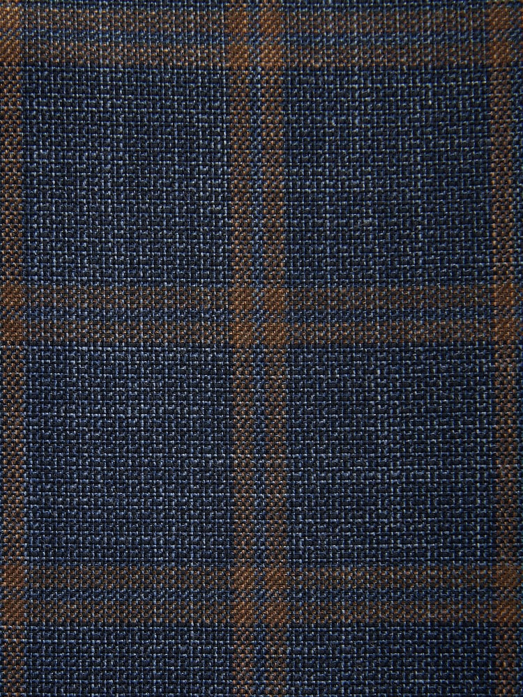 Bright Blue Trimmed Check Suit Waistcoat - Image 10 of 10