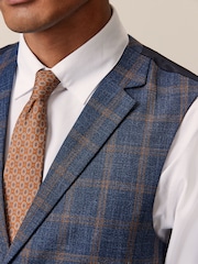 Bright Blue Trimmed Check Suit Waistcoat - Image 4 of 10