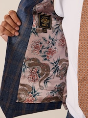 Bright Blue Trimmed Check Suit Waistcoat - Image 5 of 10