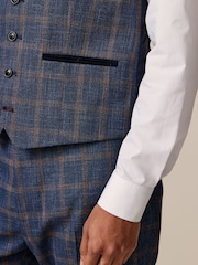 Bright Blue Trimmed Check Suit Waistcoat - Image 6 of 10
