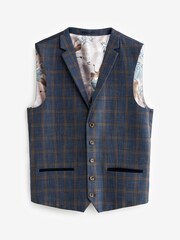 Bright Blue Trimmed Check Suit Waistcoat - Image 7 of 10